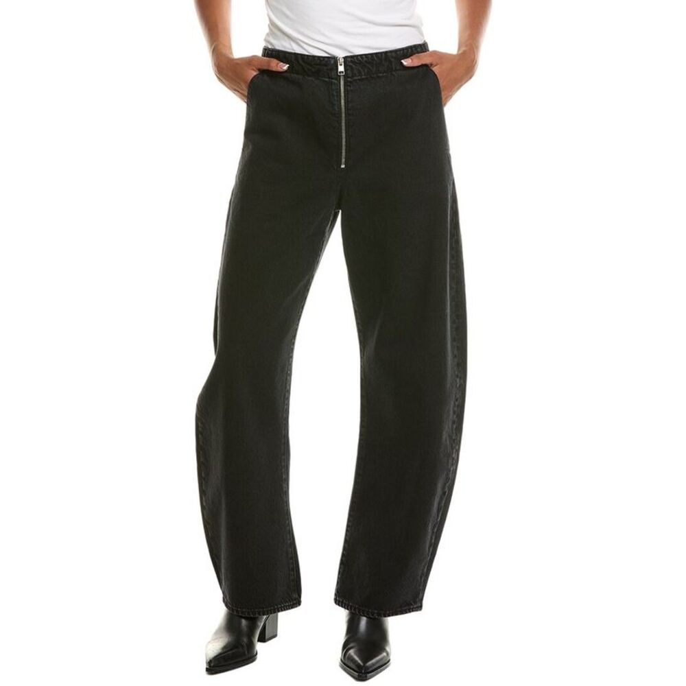 Frame Denim Womens Frame The Zip Sutro Barrel Jean, Black